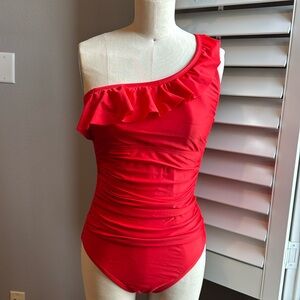 Ellen Tracy one shoulder red swimsuit 🩱